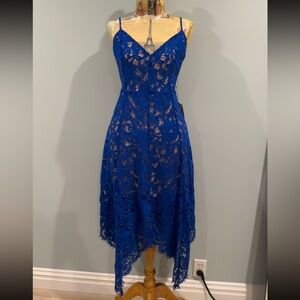 Lulu's Royal Blue Lace Midi Dress
